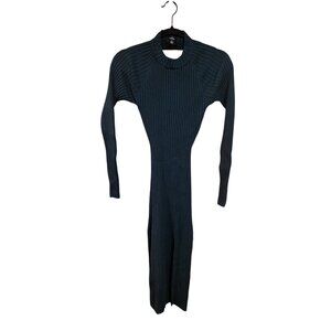 Lulus Autumn Attitude Dark Green Long Sleeve Cutout Sweater Dress Womens size M